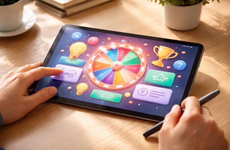 Animation : jeu concours et quiz sur Tablette Samsung, modèle efficace