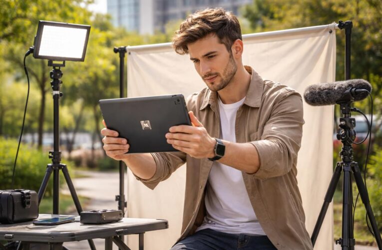 Créer un mini-studio : produire contenu social sur le terrain avec Tablette Windows